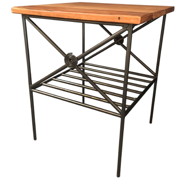 Mesa Lateral em Ferro e Madeira com Rattan 