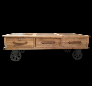 Mesa de Centro vagão c/ vidro