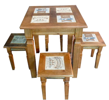 Mesa de Jantar Ladrilhos Hidráulicos Retro 5 Peças