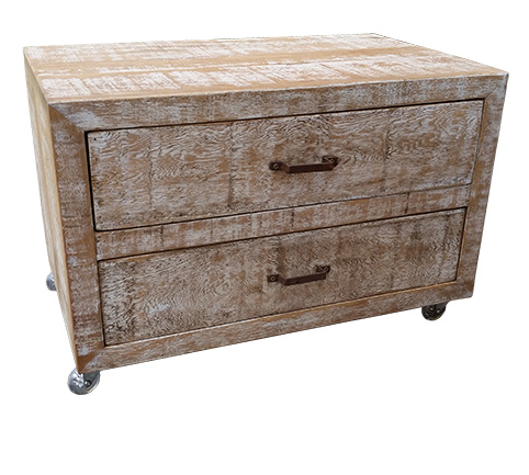 Mesa Lateral Caixote com Rodas